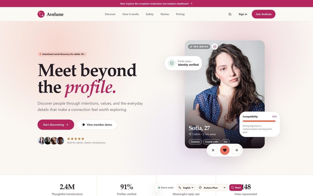 Avelune official template promotional preview