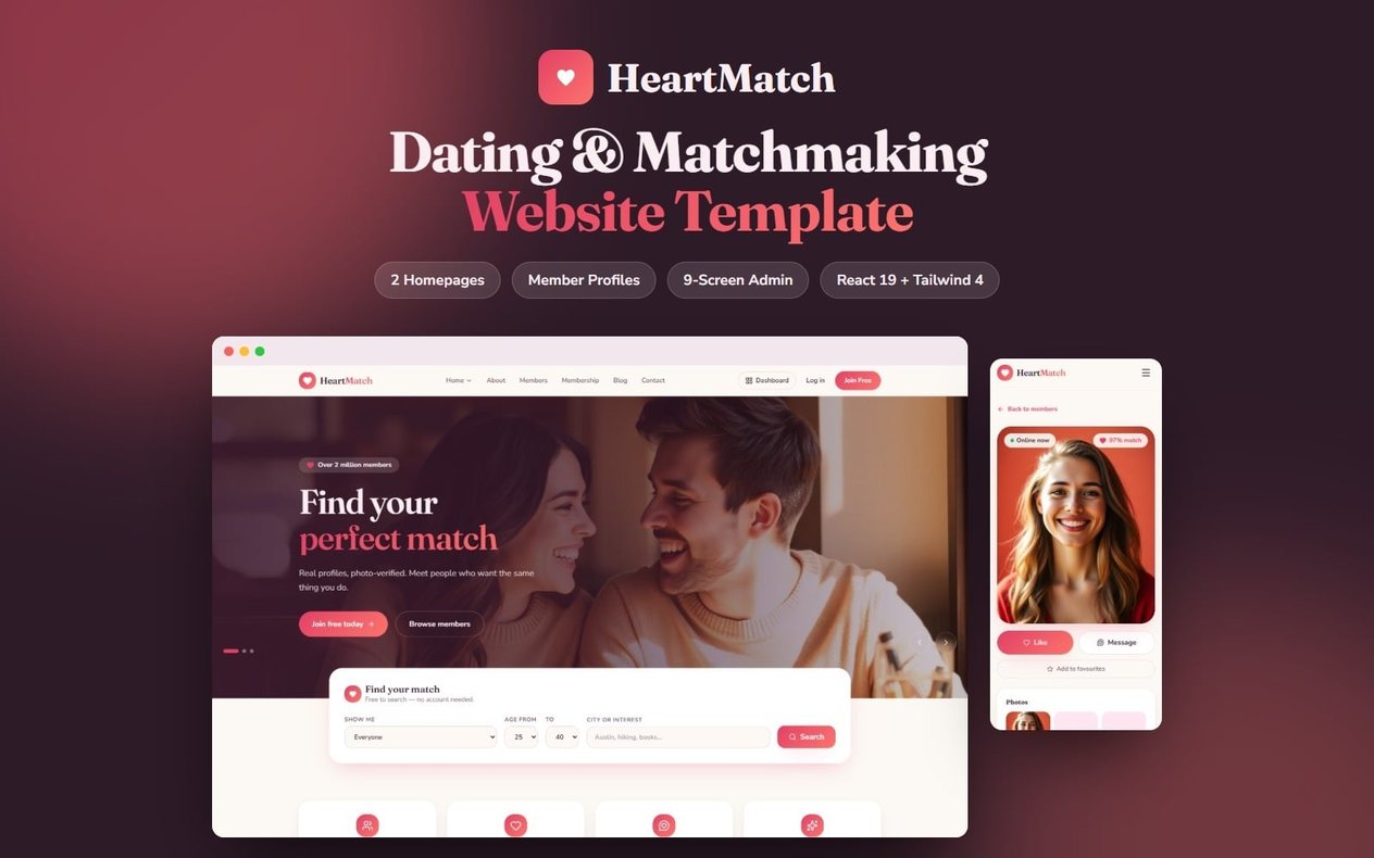 HeartMatch official template promotional preview