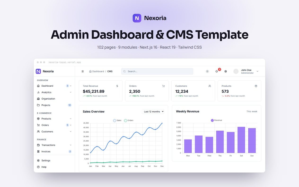 Nexoria official template promotional preview