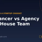 Cover graphic comparing freelancer vs agency vs in-house team for startups
