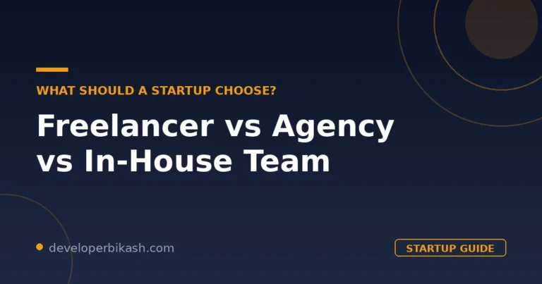 Cover graphic comparing freelancer vs agency vs in-house team for startups